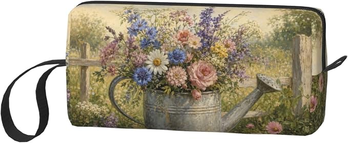 Watering Can Garden Bouquet Makeup Bag for Women, Cosmetic Pouch | Double-Sided Garden Watering Can Cosmetic Organizer with Foam Padding for Women, Travel, Gym, School, and Daily Storage - Image 2