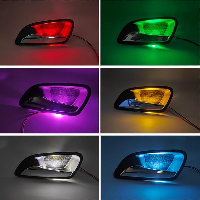 Car Door Handle Light ICE Blue Door Handle LED Light 12V Ambient Light Storage Box Decorative Light Cylindrical Top Transparent Shell Universal Small Car Ship Use (4PCS) - Image 8