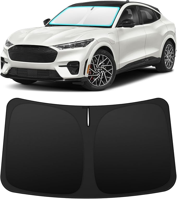 INSAUTO Custom Fit Windshield Sun Shade for Ford Mustang Mach-E 2021-2026 | Foldable Front Window Sunshade Car Accessories, UV & Heat Reflector, Keeps Interior Cool, Includes Storage Bag by INSAUTO