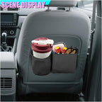 Car Side Door Organizer, Leather Auto Back Seat Storage Pouch with Cup Holder, Car Console Side Trash Can, Universal Vehicle Interior Organizer Pocket for Phone, Coin, Sunglasses (Black) - Image 3