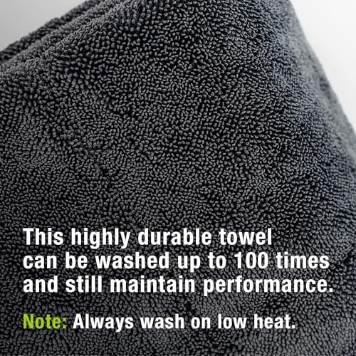 ExoForma Mega Car Drying Towel - Holds Up to 9 lbs, No Streaks, Scratches, or Water Spots | 1200 GSM Microfiber Double Twist Pile & Edgeless Design, 1 Quick & Effortless Dry, 2 Pack - 24” x 36” - Image 3