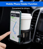 Car Cup Holder Expander with Phone Holder, 360° Adjustable Cup Holder Extender, Upgraded Stainless Steel Liner, Fits 40 oz Tumblers, Water Bottles, Coffee Cups and Large Drink Containers - Image 7