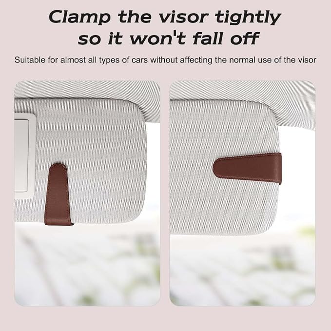 Sotfamily Magnetic Sunglass Holder for Car Visor, 2 Packs, Faux Leather | Strong Magnetism, for Most Car Visors, No Marks on Visor, Gift-Ready Packaging, Sunglass Organizer, Car Accessories for Men - Image 9