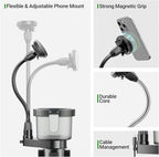 2-in-1 Car Cup Holder Expander for Phone MagSafe, Upgraded Cup Holder Phone Mount for Car with Adjustable Base, Compatible with Yeti 20/26/30 oz, Hydroflask 32/40 oz (Transparent Black) - Image 4
