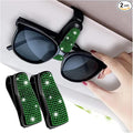Turcee Set of 2 Bling Rhinestone Car Sun Visor Glasses Holders with Anti-Scratch Sponge,Car Decoration for Women Girls,Ticket Card Clip Visor Organizer (Green) by Turcee