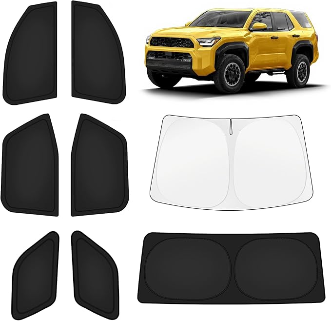 KUST Car Window Shades for Toyota 4Runner 2025-2026 Windshield Sun Shade Side Window Cover UV Block Privacy Protection 4Runner Accessories for Camping Blackout Rear Back Full Set 8PCS by KUST