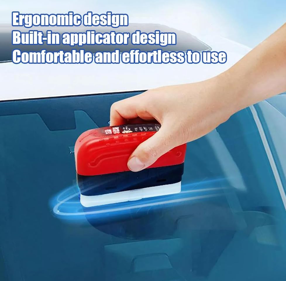 3PCS Automotive Oil Film Cleaning Brush,Car Clear Vision Glass Cleaner for Car Windows,Car Windshield Cleaner for Cleaning Brush and Improving Windshield Clarity & Visibility,Red - Image 5