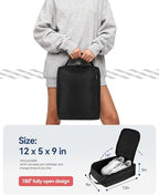 Gloppie Shoe Bags for Travel - Portable Shoes Storage Bag, Shoe Pouch, Shoe Packing Cubes for Men Women - Black | 12 x 9 x 5 in travel shoe bag with a full-opening zipper, carry handle, and fold-flat design for shoes up to US size 10 - Image 3