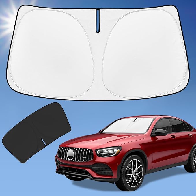 for 2016-2025 Mercedes-Benz GLC 300 Sun Shade Sunshade | Custom fit GLK Windshield Cover 4-Layer Front Window Shade Sun Visor 240T Foldable Shield Blocks UV Rays Cool Car Accessories by ZOIBVCARSUNSHADE