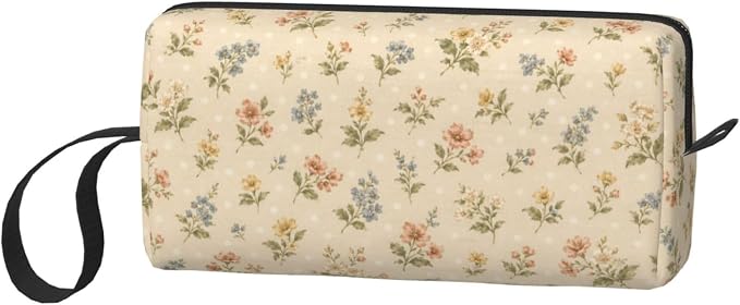 Small Floral Small Makeup Bag for Women, 600D Oxford Travel Pouch | Small Floral Cosmetic Pouch with Double-Sided Print and Foam Padding for Women, Travel, Gym, Weekend Trips and Daily - Image 2