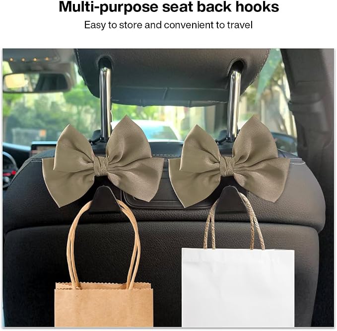 2-Pack Car Seat Headrest Hooks, Handbag Hangers, Grass green | Storage organizer for handbags, clothes, coats and grocery bags; practical interior accessory for most cars and SUVs - Image 3