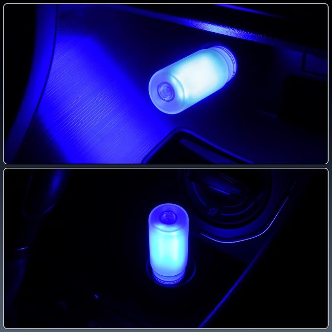 iFunyLED Car Interior USB LED Night Light, Portable Touch dimmable Car Ambient Lighting Kit, Retro Mini Frosted Glass Bottle Lamp Decorations for Vehicle Camping Bedroom Hallway, Pack of 1(Blue) - Image 6