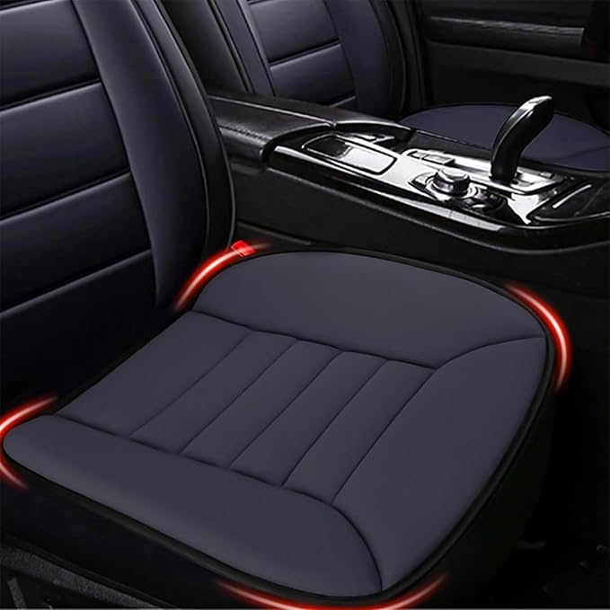 MYFAMIREA 2PCS Car Seat Cushion Pad 1.2" Thick Comfort Seat Protector for Car Driver Seat Office Chair Home Use Memory Foam Seat Cushion with Non Slip Bottom, 20'' x 18.5'', Dark Gray by MYFAMIREA