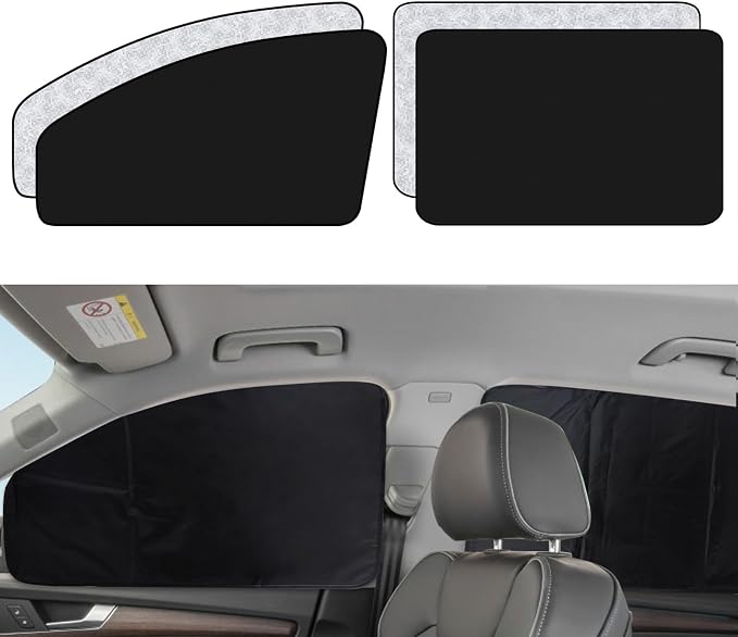 XCBYT Magnetic Side Window Sun Shade, 100% Blackout Privacy Sun Protection | 4-Pack 100% blackout privacy & UV cooling for camping & naps. Magnetic attach (iron frames only) for up to 33-inch windows - Image 7