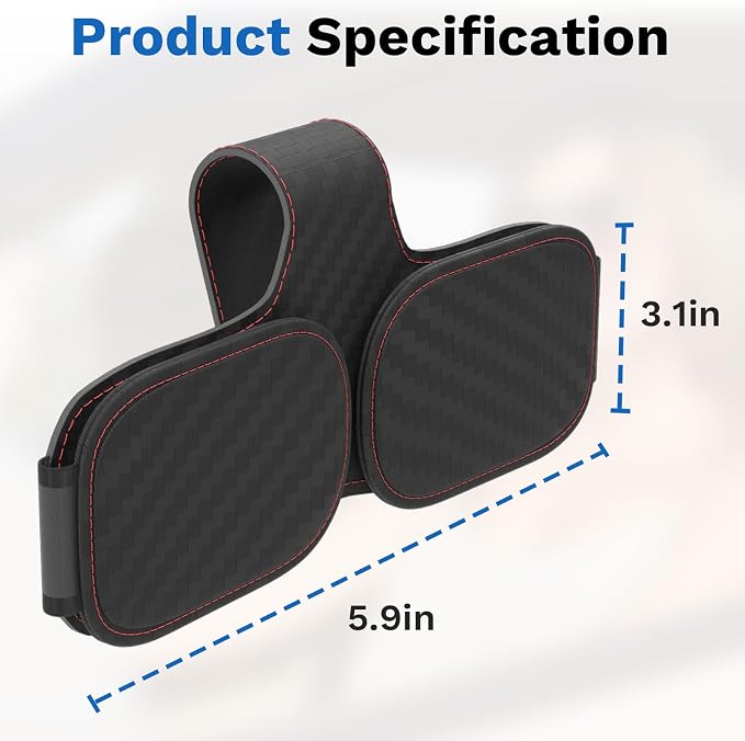 BFXM Sunglass Holder for Car, Double Clip Magnetic Leather | Sunglasses Holder Eyeglass Hanger Clip for Car Visor, Cars Sun Visor Ticket Card Clip - Image 3