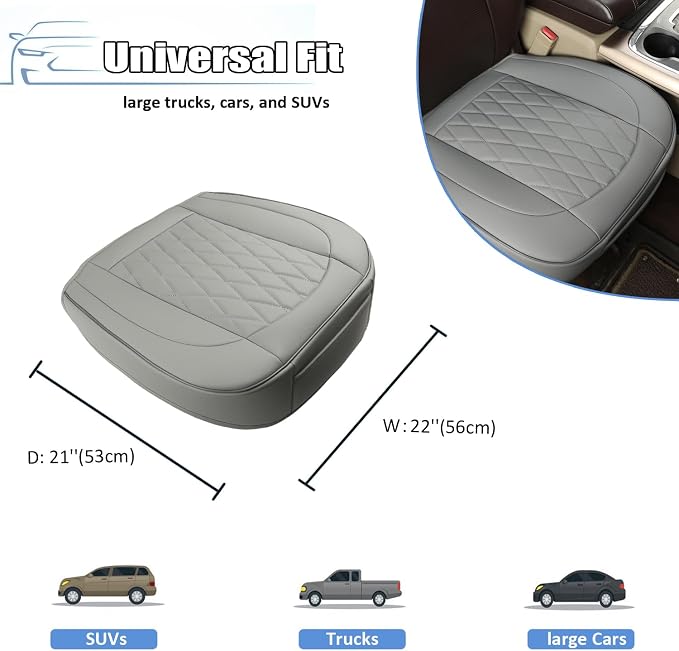 GIANT PANDA Bottom Seat Cover for Trucks&SUV, Front PU Leather Driver Seat Protector Fit for Chevy,Ram,Toyota,GMC,Ford F150 F-Series (Grey-2PCS) - Image 4