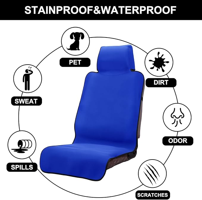 Neoprene Waterproof Car Seat Cover, Royal Blue 1pc, Non-Slip | Car Seat Protector, Sweat-proof, Universal Fit SUV & Truck, Machine Washable, For Gym, Yoga, Pets, Workout, Beach, Swimming - Image 2