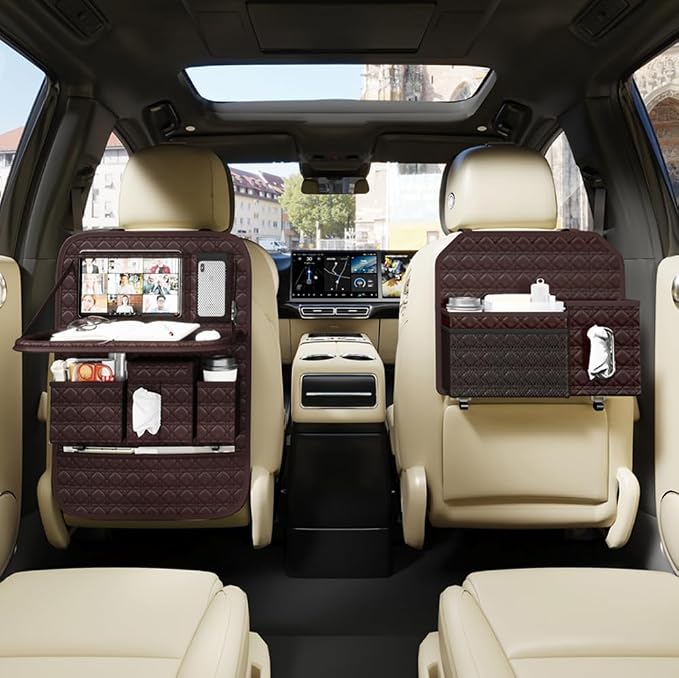Backseat Car Organizer 1 Pack, Car Back Seat Organizers with Tray,Multifunctional Car Seat Back Organizer with Foldable Tablet Holder (Coffee Brown, 1 PC) - Image 4