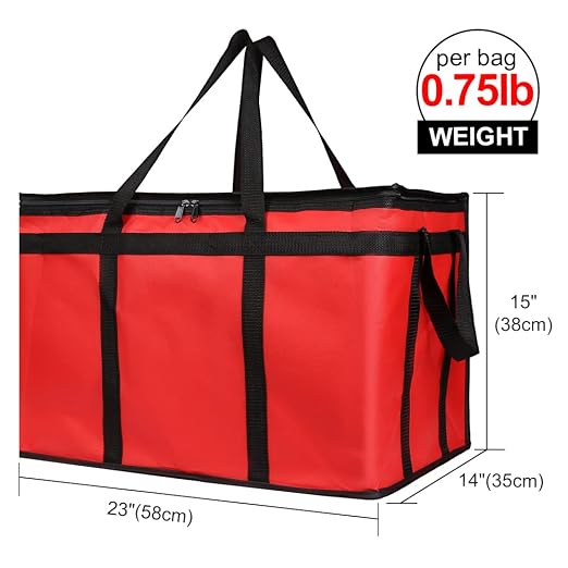 Bodaon Insulated Food Delivery Bag, Grocery Cooler Bag, Red, XXX-Large, 1Pk | Food Warmers for Parties, Catering Supplies for Rideshare, Thermal Bags for Cold and Hot Food Carrier, Pizza Delivery/Picnic - Image 2