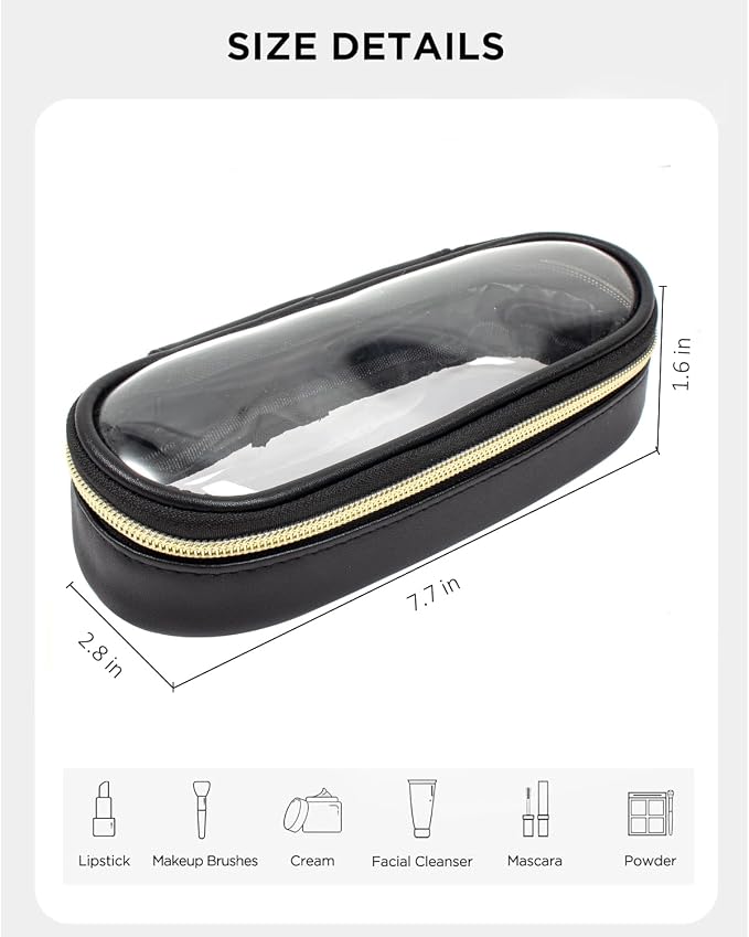 Clear Makeup Bag Small, TSA Approved Portable Toiletry Bag with Zipper Cosmetic Travel Bag Makeup Organizer Case Mini Makeup Pouch for Purse Car Organizer Bag for Women Men - Image 5