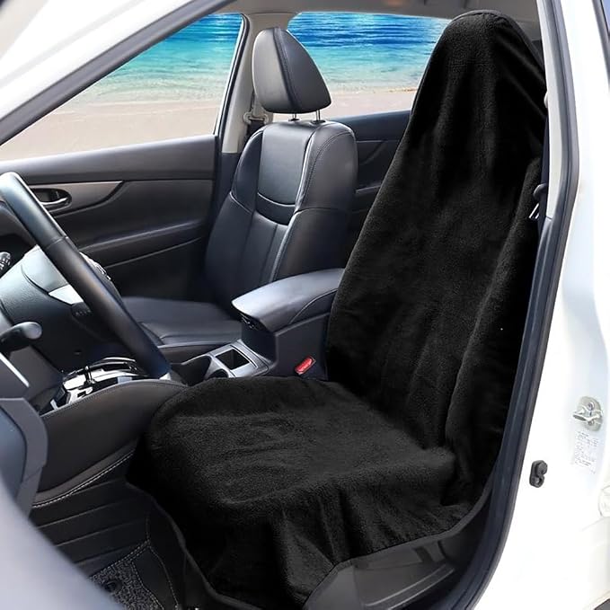 Waterproof Sweat Towel Car Seat Cover Sweat Carseat Protector,Perfect for Universal Anti-Slip Car Truck SUV Seat, Great for Post Gym Workout, Running, Swimming, Beach and Hiking (Black) by Unknown