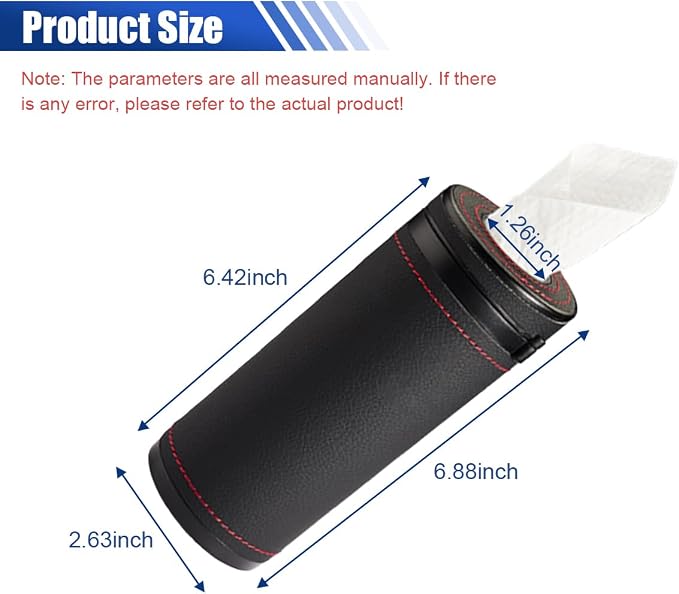 Car Tissues Holder, Multifunctional Tissue Cylinder Boxes, Car Tissues Canned, Travel Tissue Tubes, Car Box Container Fit for Car Cup Holder Home Bathroom Office (Black) - Image 2