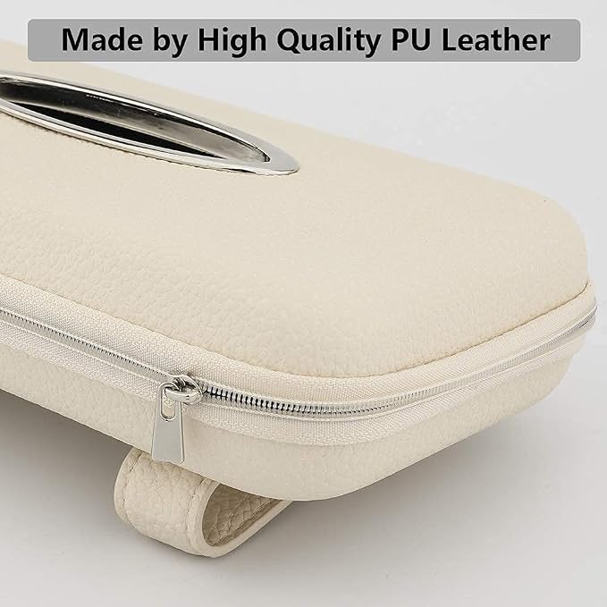 Car Tissue Holder, Sun Visor Tissue Holder, Zipper Car Visor Napkin Holder, PU Leather Backseat Tissue Case for Car,Vehicle (Beige) - Image 5