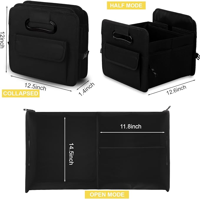 Car Trunk Organizer, Collapsible Car Organizers and Storage Large Black | Sturdy, Strong Capacity, Clean Decor, Multi Compartment Container Box, Adjustable Car Accessories for SUV Sedan Truck - Image 6