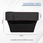 Car Seat Gap Filler Organizer with Cup Holder Expander, Leather Console Seam Filler Storage Box, Auto Front Seat Gap Organizer for Phones Keys Glasses, Universal Fit (Black/Red Driver) - Image 2