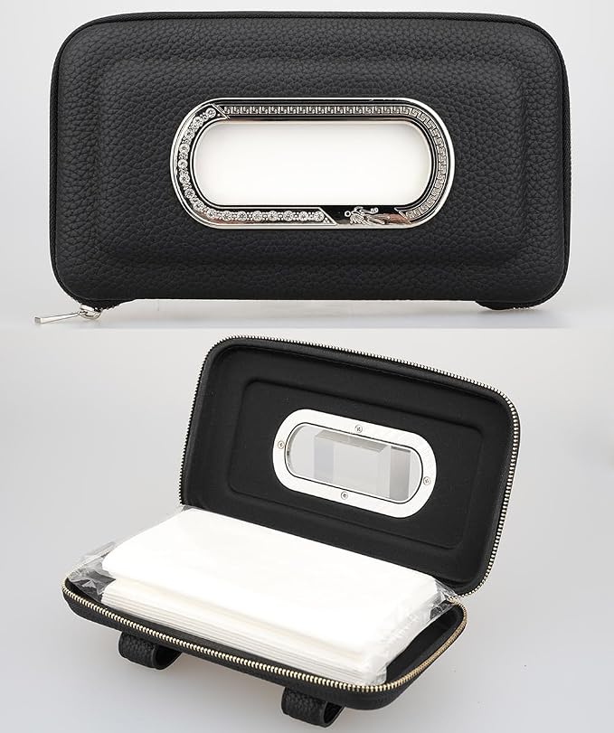 Car Tissue Holder, Visor Mask Holder, Sun Visor Napkin Holder, Mask Dispenser, Premium Leather Tissue Holder for Auto SUV Truck (Black) - Image 5