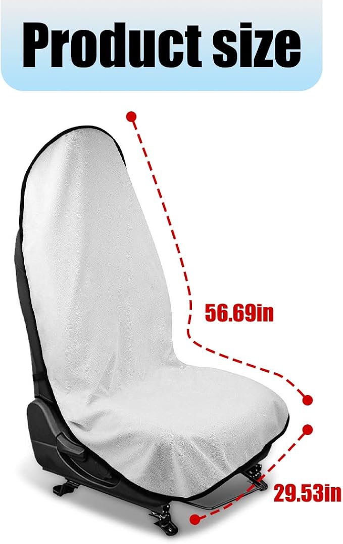 Mandark Waterproof Towel Car Seat Cover, Sweatproof Non Slip Bucket Carseat, Machine Washable Vehicle Bucket Frontseat Protector Accessories, Universal for SUV, Sedan, Truck(White) - Image 2
