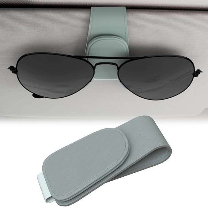 BFXM Car Sunglass Holder, Magnetic Leather Sunglass Holder | Eyeglass Hanger Clip for Car Sun Visor, Car Sun Visor Ticket and Card Clip by BFXM