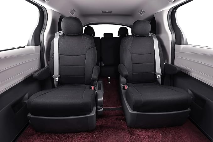 Sienna Car Seat Covers Custom Fit for 2011-2020 Toyota Sienna LE,XLE,Limited,L,XLE Premium,Limited Premium,7-Seater,Full Coverage,Airbag Compatible Polyester Seat Protector (Full Set,Black) - Image 7
