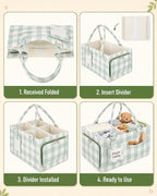 ABOOFAN Baby Diaper Caddy Organizer with Removable Dividers and Handle | Felt Nursery Storage Bin, Holds Diapers, Wipes and Newborn Essentials, Portable for Changing Table, Car & Bedside - Image 4