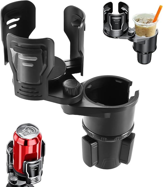 Car Cup Holder Expander, 2 in 1 Cup Holder for Large Bottles Drinks | With Impact-resistant Silicone Edges for Anti-Slip Stability. The 2-in-1 Design Maximizes Space for Phone, Drink, and Snack by PETCHOR