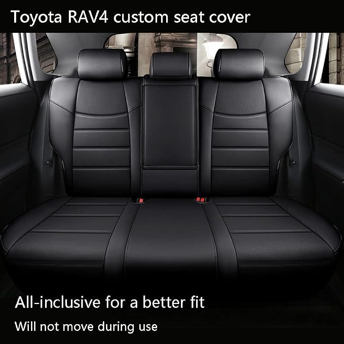 CocheFamilia Custom Fit RAV4 Hybrid Car Seat Covers for Select Toyota RAV4 Hybrid (Not for 2019-2025 Hybrid/Prime SE,XSE) 2019 2020 2021 2022 2023 2024 2025 - Full Set,Leather (Black) - Image 3