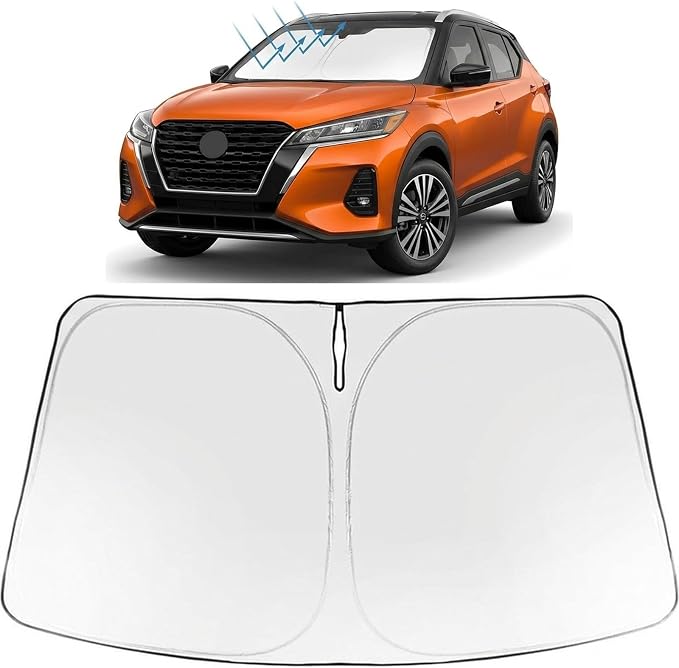 Proadsy Custom Fit 2025-2026 Nissan Kicks Windshield Sun Shade, Blocks Heat | 240T Heat Shield, Drops Temp 54°F, Blocks 99% UV, Prevents Dashboard Cracking, Summer Parking & Beach Trips, Easy Twist-Fold by Proadsy