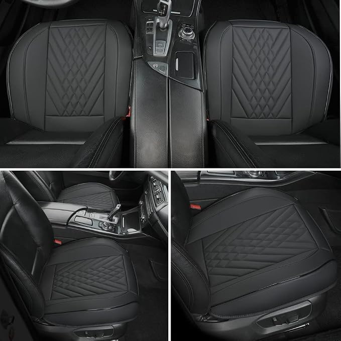 GIANT PANDA Premium PU Leather Front Car Seat Cover Protector Anti-Slip Bottom Seat Cover Fits 95% of Vehicles, Wrapping Around The Bottom (1 Pack - Black) - Image 7