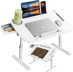 Laptop Desk Bed Table,Adjustable Lap Desk Bed Tray,Portable Folding Couch Table with Storage Drawer & Bookstand,Car Rear Seat Sofa Floor Laptop Tray Stand for Adult Kids Eating Writing Reading by Unknown