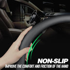 LKWLIKEI Nappa Premium Leather car Steering Wheel Cover, Non-Slip, Breathable, Universal 15 inches, Black. - Image 2