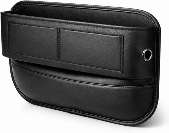 Car Seat Gap Organizer - Premium PU Leather Gap Filler with Storage Pockets, Universal Fit for Car, Truck, SUV - Prevents Phone, Keys from Falling Between Seats, Black - Image 7