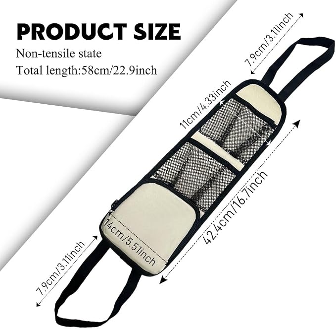 Car Seat Side Storage Pocket, Car Multifunctional Seat Organizer Hanging Bag, Auto Mobile Phone Wallet Sunglasses Mesh Net Pocket, Auto Accessories for Cars SUVs Trucks (Beige, 2PCS) - Image 2