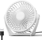 Edvision USB Desk Fan, 5 Inch Small Portable, 3 Speeds Powerful Wind Mini Personal Desktop Fan 360° Rotation Adjustable, Plug In USB Fan Quiet for Table Home Office Travel Car(White) by Edvision