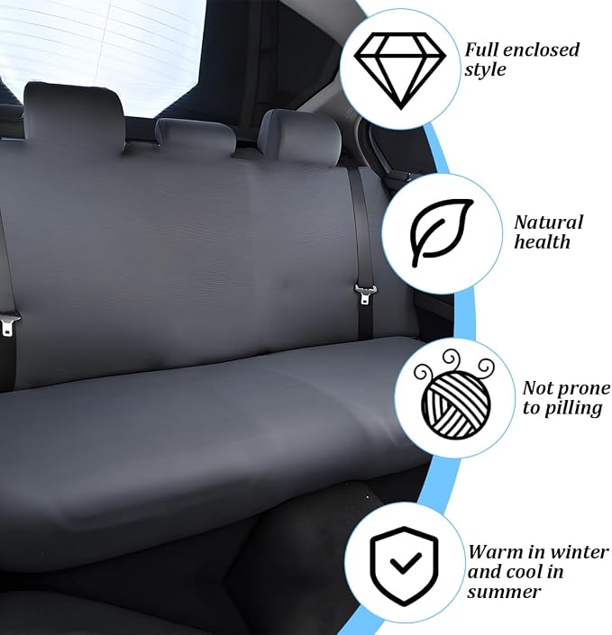 Car Back Seat Cover, Scratchproof Rear Bench Protector, Black | Elastic fabric surface, smooth comfortable touch, washable design, fits most cars SUVs and trucks, automotive accessories - Image 3
