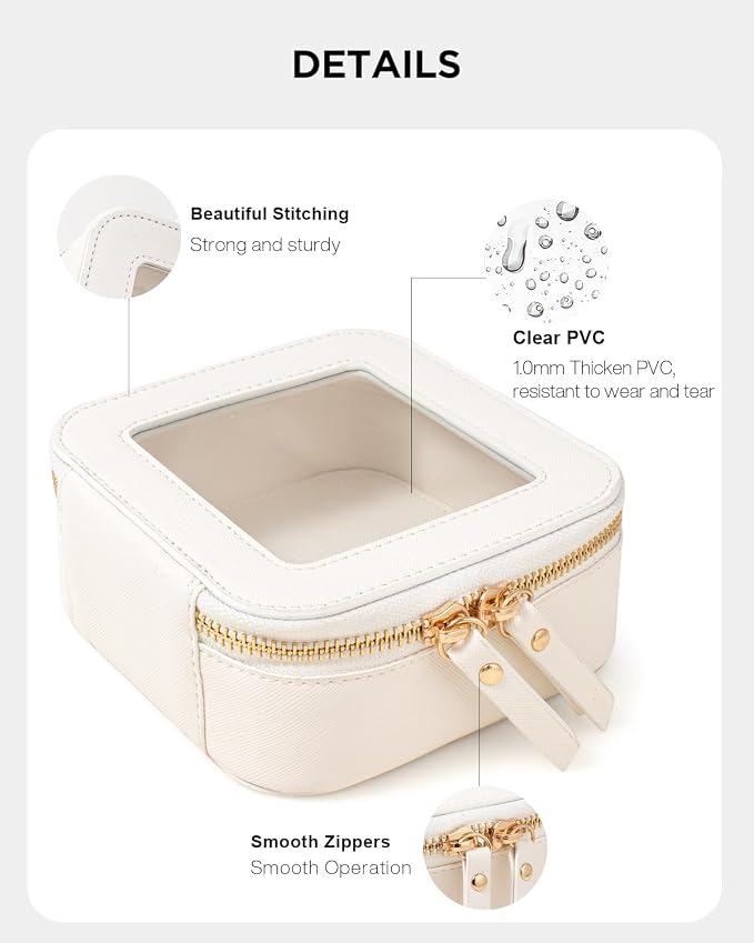 KOTORA Small Makeup Bag for Purse Sunscreen Travel Makeup Bag Clear Cosmetic Bag with Zipper, Car Make Up Bag Organizer Storage Traveling Car Accessories Travel Essentials for Women (Mini White) - Image 3