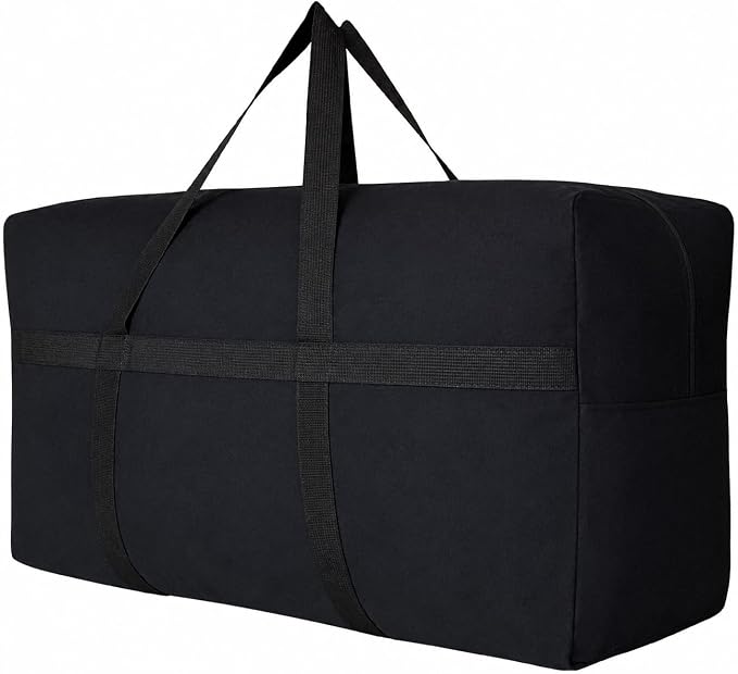 YiKitHom Extra Large Storage Canvas Duffle Bag for Travel, Black Oversized Giant Big Traveling Duffle Bag by YiKitHom