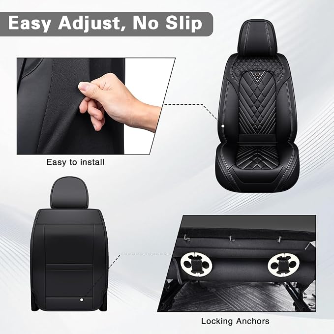 Fit for Toyota Sienna Seat Covers 2001-2026,Premium Leather, 360° Full Protection, Thick Padding & Memory Foam, Waterproof & Stain-Resistant Car Seat Cover Front Set (2 Seat,Black) - Image 7