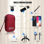 Electronic Organizer Bag Cable Organizer Travel Cord Organizer Case Pouch Portable Carrying Case for Charger Hard Drive Earphone USB SD Card (Red) - Image 6