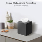 Tissue Box Cover,Square Acrylic Tissue Holder with Non-Slip Base,Black | Fits standard facial tissue boxes,modern decorative aesthetic for bathroom countertops,dressers,night stand,parlors,office - Image 6