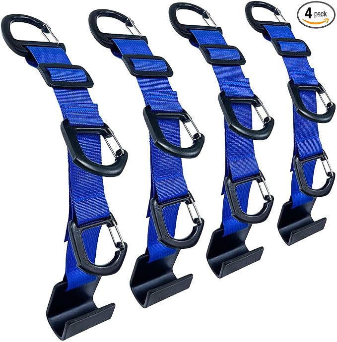 Car Headrest Hooks, Backseat Storage Organizer Hangers, Universal Vehicle Seat Back Hooks, 4 Pack (darkblue) by BEATUNEE